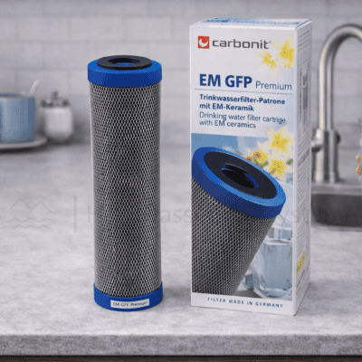 Carbonit GFP Premium EM Filterpatrone 9 3/4″ – Hochleistungs Aktivkohlefilter mit EM-Keramik
