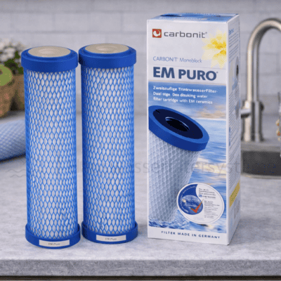 Carbonit EM Puro Wasserfilterpatronen Set – Aktivkohlefilter mit EM-Keramik für 9 3/4” Gehäuse
