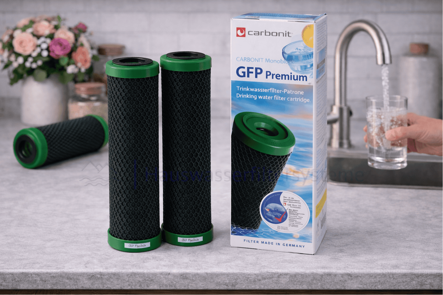 Carbonit GFP Premium Wasserfilterpatronen Set | 9 3/4” Aktivkohleblock mit hoher Adsorptionsleistung