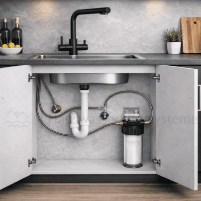 Carbonit Untertischfilter Küche mit 3-Wege Wasserhahn und Aktivkohle Filterpatrone - gefiltertes Trinkwasser Komplettset