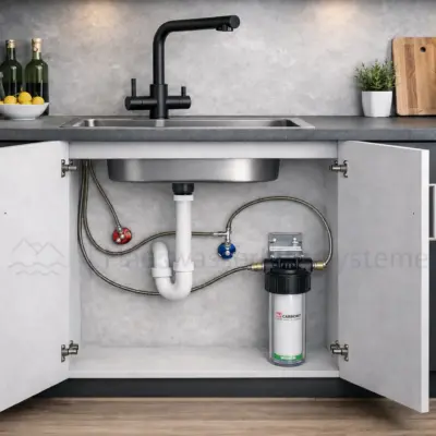 Carbonit Untertischfilter Küche mit 3-Wege Wasserhahn und Aktivkohle Filterpatrone - gefiltertes Trinkwasser Komplettset